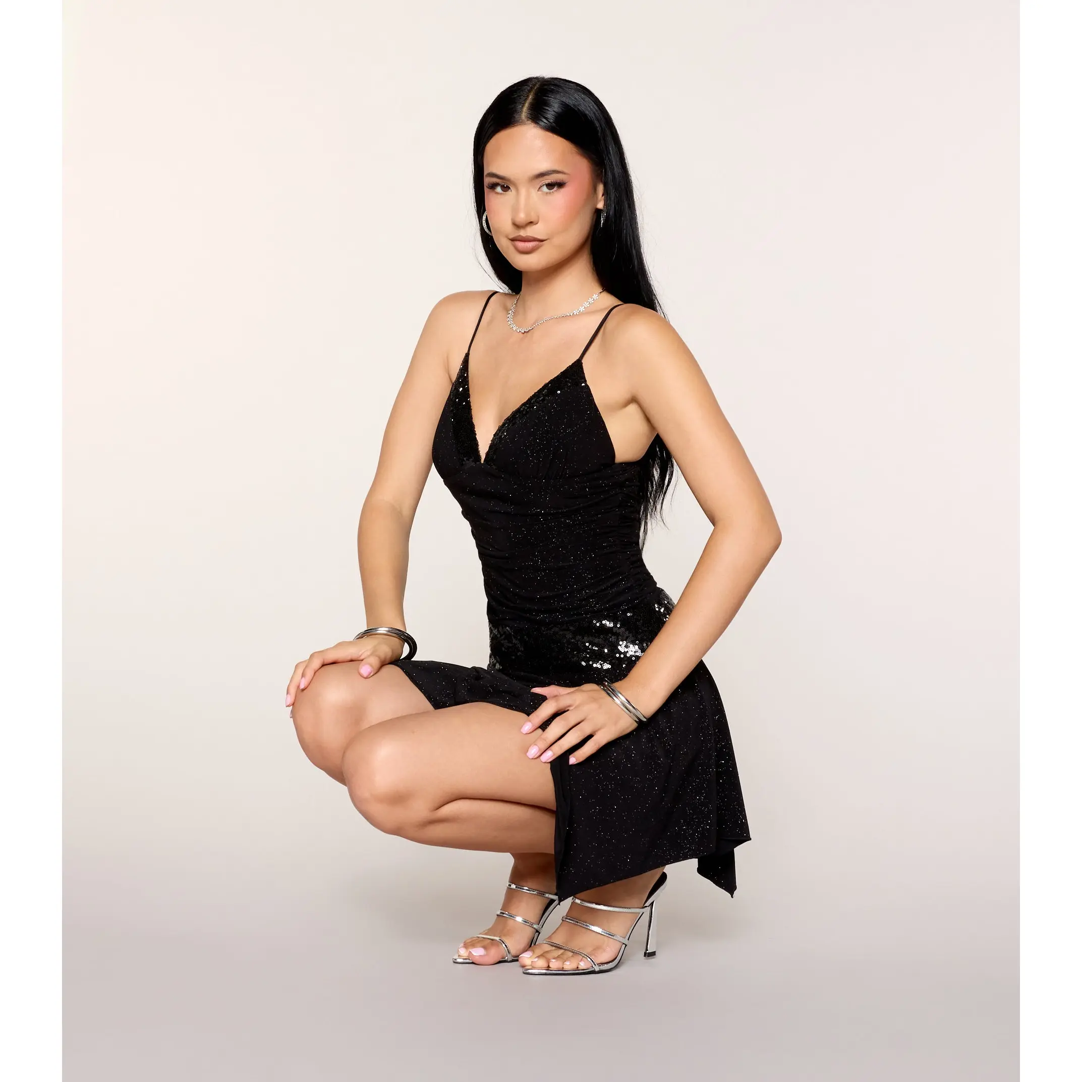 Glam Invite Glitter And Sequin Mini Dress