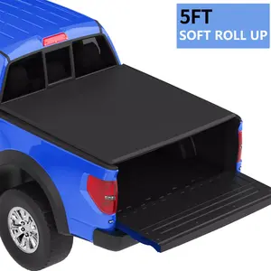 YITAMOTOR 5 ft Soft Roll-Up Tonneau Cover for Toyota Tacoma 2016-2023 5ft Bed with Track Rail System Full Protection Durable Double-Layer PVC Car Accessories