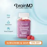 L-Theanine Gummies | BrainMD | 60 Gummies | Stress & Anxiousness Relief | Calm Focus & Restful Sleep Support | L-Theanine