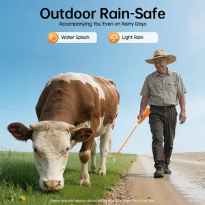 35.8in Electric Cattle Prod Stick - 12W Low Power Livestock Herding Tool with 5000mAh Rechargeable Battery, Waterproof & Durable Design for Cattle/Pigs/Sheep, US Plug