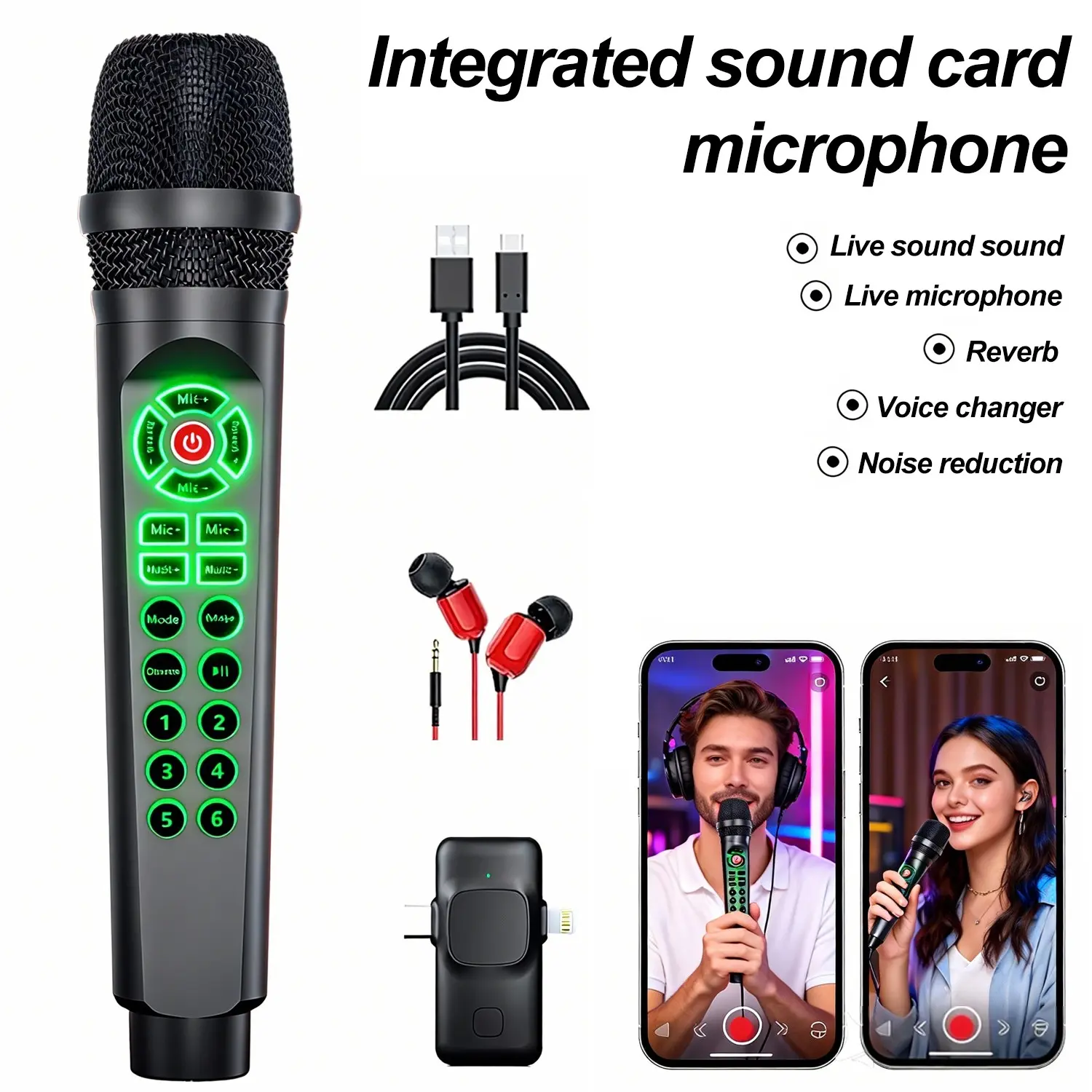 A streaming microphone, voice converter, sound effects, Bluetooth, real-time monitoring, plug and play phone and computer for beginners of TikTok and YouTube, a beginner podcast game voice artifact, Live streaming mic