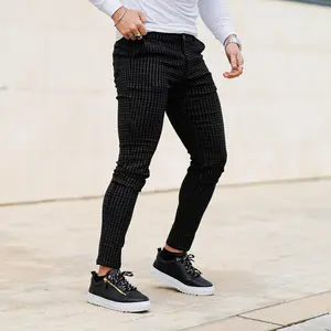 GINGTTO Men's Plaid Dress Pants Slim Fit Tapered Checkered Casual Chino Trousers with Pockets for Business Daily Wear
