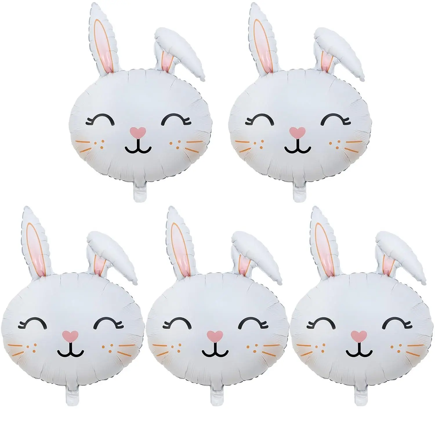 Bunny Balloons Easter Balloons Rabbit Head Foil Balloons For Easter Themed Party Easter Bunny Birthday Party Supplies Decorations Party Sets-5 Pcs