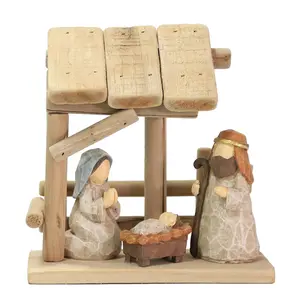 Christ Nativity Resin Statue House Scene Manger Home Bedroom Room Decor