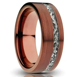 Brown Tungsten Ring With Meteorite Inlay - 8MM