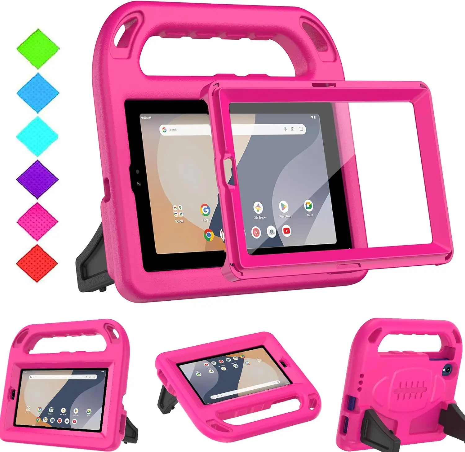 Case for Onn 7 Inch Tablet 2024 (Model:100135924), with Screen Protector, Shockproof Handle Stand Protective Case for Walmart Onn 7" Tablet (Gen 4, 2024), Rose