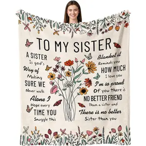 Sister Birthday Gifts for Sister Throw Blanket 60"x50", Christmas Birthday Present for Women, Big Sis Gift for Girl