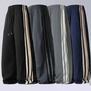 Elevate Your Daily Fit! Silky Drape Striped Wide Leg Pants For Men | Perfect For Streetwear & Casual Outfits