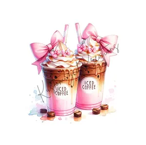 Iced Coffee • T-shirt Tee Shirt Comfortable Unisex Top Funny Casual Sublimation Graphic Shortsleeve Stylish Cute Pink Whipped Cream Coffee Lover