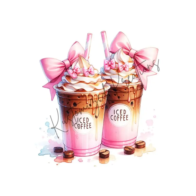 Iced Coffee • T-shirt Tee Shirt Comfortable Unisex Top Funny Casual Sublimation Graphic Shortsleeve Stylish Cute Pink Whipped Cream Coffee Lover