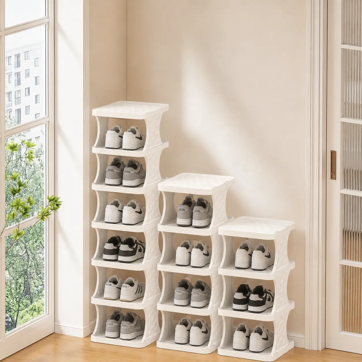3/4/6-Tier Shoe Rack, Folding Shoe Storage Rack, SpaceSaver, Portable Shoes Shelf For Apartments, Dorms,Entryway, Closet, Hallway, No-Tool Assembly, Holds 18 Pairs