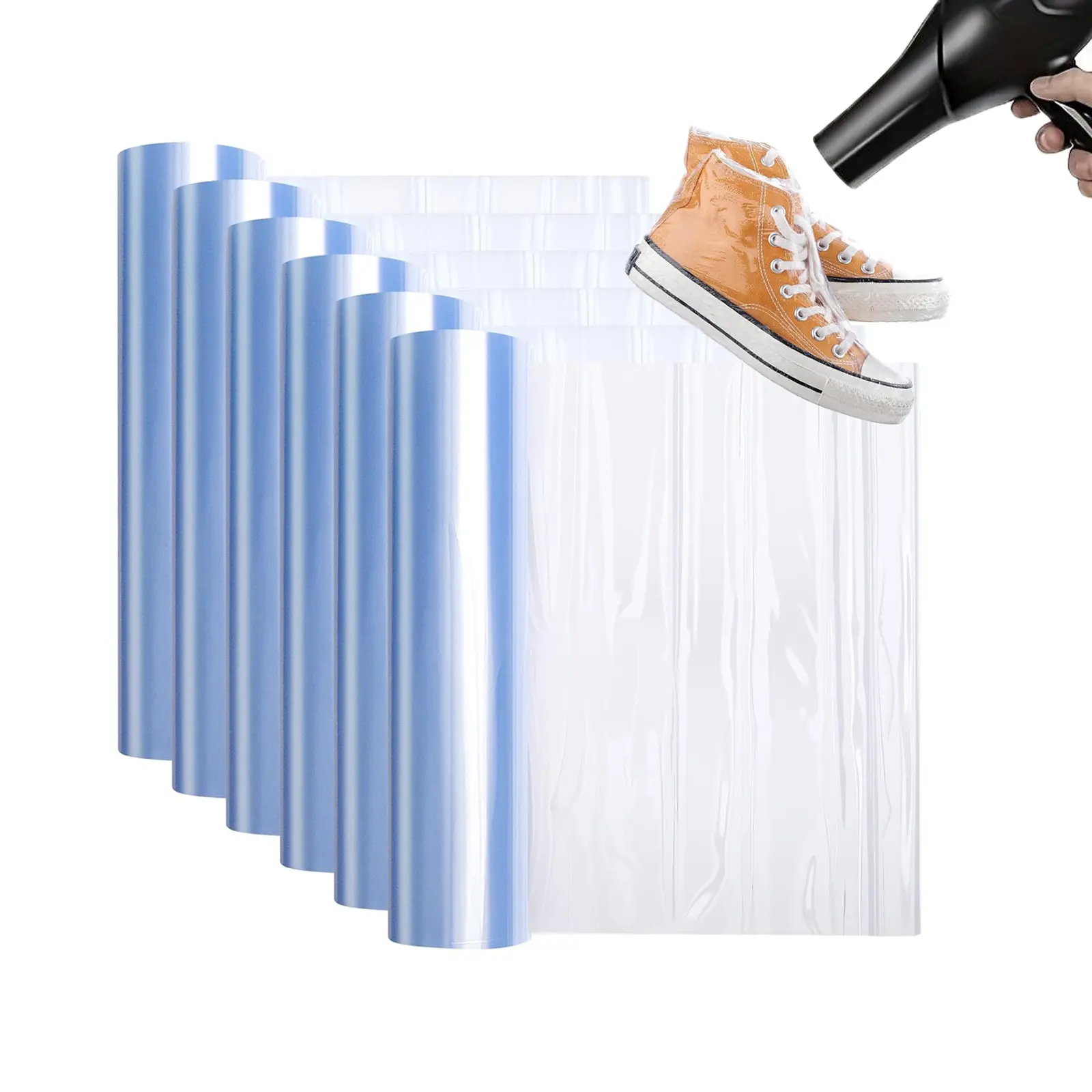 Shoe Shrink  ap Bags,11x19 Inches Sneaker Wrap Bags PVC Heat Shrink Plastic Large Shoes Protector for Men Women Shoe Storage Bag Effectively Avoid Sole Yellowing and Keep Dust Away