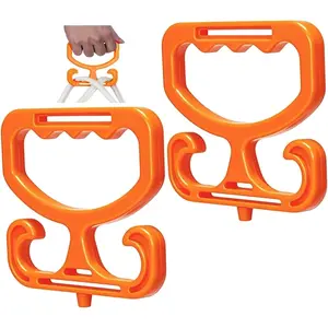 Grocery Bag Carrier with Plastic Storage Box, 2 Pack Grocery Bag Holder for Plastic Bags, Holds 100lbs, Heavy Duty Carry Handle, Comfortable Grip to Carry Bags, Buckets, Shopper Accessories, Orange