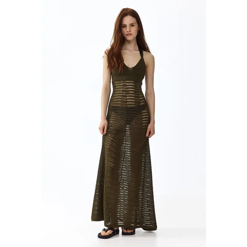 hm crochet dress brown Brown Hand Crochet Dress main image 0