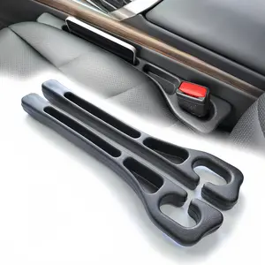 2 Pack Universal Car Seat Gap Organizer, PU Leather Car Seat Gap Filler, Drop seat Gap fillers Between Seat and Console Stop Things for Cars (Black 1set)