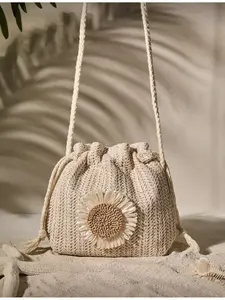 Lightweight Portable Classic Casual Fashion Solid Color Mini Crossbody Embellished Shoulder Bag with Drawstring Closure and Daisy Pendant for Teenage Girls College Students Simple Commuting and Dating Suitable for Office Crossbody Bags