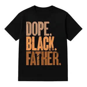 Men Unisex Crewneck Black Father Pride Tshirt, "Dope. Black. Father." Print Top, 180GSM Cotton Blend Fabric, Slim Fit Vintage Classic Black & White Tee, Soft Smooth Short Sleeve Clothes, Casual Proud Dad Statement Wear