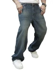 Live unbridled Fashion Menswear Solid Color Denim Pants Blue Plain Casual Baggy Jeans for Men