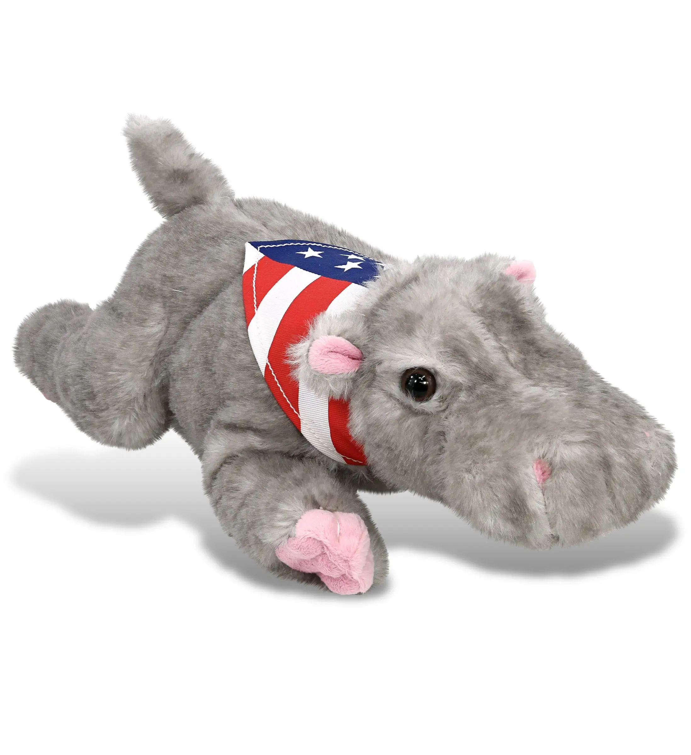 WILD COLLECTION PLUSH - 11" HIPPO WITH USA FLAG BANDANA