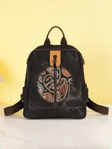 Bohemian Ethnic Style Fashion Dye Beaded Sequins Backpack, Multi-Layer Design, Unisex Shoulder Bag, Random Cut, 1 Piece, Casual Lightweight Backpack