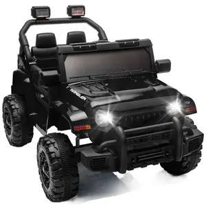 12V Kids Ride On Electric Car W/Parents Control,Dual drive, Four-wheel Suspension,With music,Bluetooth,MP3,USB,with headlights, steering wheel quick release,Slow start for Kids Aged 2-4.