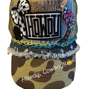 Howdy Brand Howdy Cowboy Hat with Camo Design and Colorful Chains - Product Title