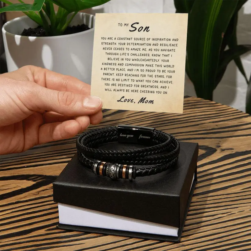Gift For Son, Birthday Gift For Son From Mom, To My Son Graduation Bracelet, Chain Cross Necklace for Him From Mom