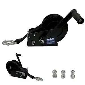 Garvee 3500lbs Heavy Duty Boat Trailer Winch with 33FT Strap, Dual-Speed 4:1/8:1 Gear Ratio, and 2-Way Ratchet - Professional Hand Crank Winch for Pulling Boat, Trailer, Truck, RV, ATV, Jet Ski