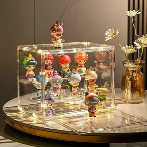 Transparent Display Box for Figurines, Acrylic Foldable Toy Case, Wall-Mounted Dustproof Showcase, Collectible Organizer