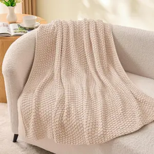 Chunky  Knit Throw Blanket,  Chunky Knitted Blankets, Super Soft Cozy Woven   Blanket for Sofa Couch Bed Room  Decor,  for Women, 60"x80"