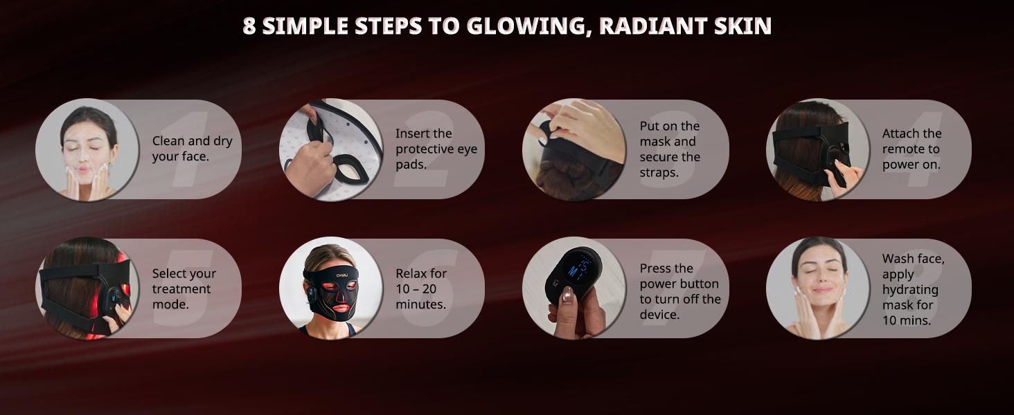Red Light Therapy Mask for Face, Wireless LED Face Mask, 312 LEDs | 850nm Infrared,  for Wrinkles, Fine Lines, Skin Firming, 4 Modes, 10-Min Timer, Cordless & Rechargeable5 Brightness Levels & 20 MinsTimer, Led Face Mask Light Therapy for Home&Trave