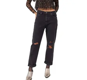 Free People Bren Boyfriend Jeans Black Magic 25 Denim Fit