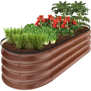 Best Choice Products 4x2x1ft Outdoor Raised Metal Oval Garden Bed, Planter Box for Vegetables, Flowers
