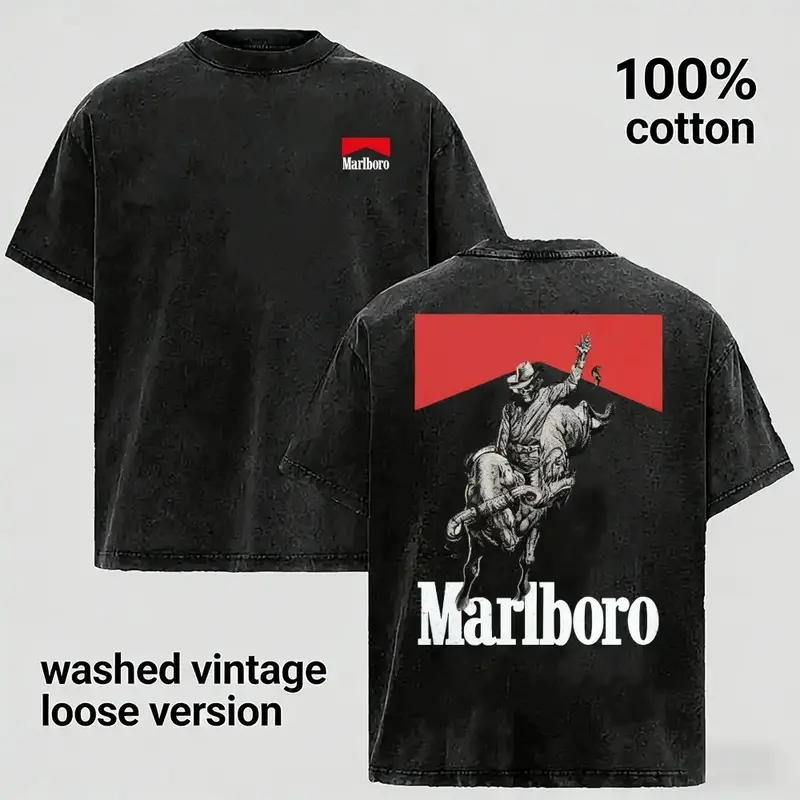 Vintage 90s Rodeo Culture Aesthetic Tee Men Washed Grey T-Shirt Heavyweight Cotton Retro Western Cowboy Skeleton Graphic Shirt Loose Fit Oversized Streetwear Hip Hop Casual Short Sleeve Top Summer Graphic Tee Apparel
