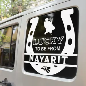Lucky Horseshoe Baja California Sur Mexico Stickers para Trocas Calcomanias Estilo Rancho con Herradura Western Decal Mexican States in Spanglish