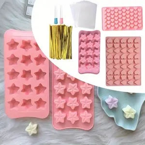 Silicone Candy Mold with Straw Transparent Pocket Twist Rod Mini Silicone Candy Mold Chocolate Jelly Chocolate Mold Free of BPA Fudge Bear Chocolate Mold Kitchen Baking Mold Creative Ice Mold Baking Tool DIY Supplies Dessert Food Pastel Bakeware Star Cake