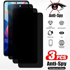 Tempered Glass Anti-spy Screen Protector, 3 Counts Anti-scratch Phone Screen Protective Film, Phone Accessories Compatible with Xiaomi