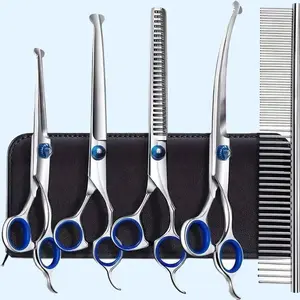 Pet Grooming Scissors Set for Dogs & Cats, Stainless Steel Material #PetGroomingTools #DogCatGrooming #PetHairTrimming