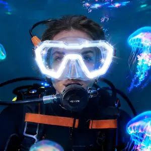 Diving mask Panoramic Wide View Anti-Fog Scuba Diving LED Mask Rechargeable Snorkeling Gear