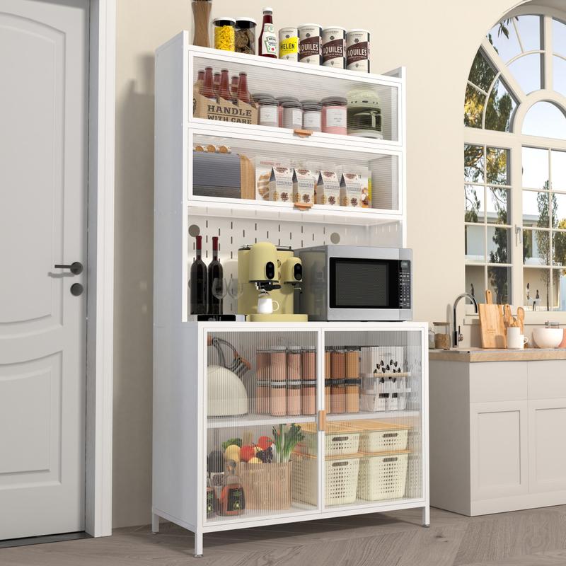 73" Tall 6-Tier Kitchen Pantry Cabinet with Flip Door, Adjustable Shelves & Anti-Tip Design - Versatile Storage for Kitchen, Living Room, Office