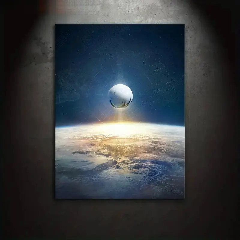 1 piece/set canvas painting poster, classic science fiction art, Decorative Artwork, Artwork, Destiny Key Art Arrival to Earth, gift for video game lovers, gift for bedroom, living room, mural, wall decoration, room decor
