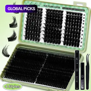Lashsun 540 Pcs D Curl Wispy Eyelash Clusters Kit, Volume Individual Lashes in Mixed Lengths 10–18 mm and 14–22 mm, 3D Effect, Soft, Comfortable and Long-Lasting, Includes Application Tools, Eyelash Extension Kit