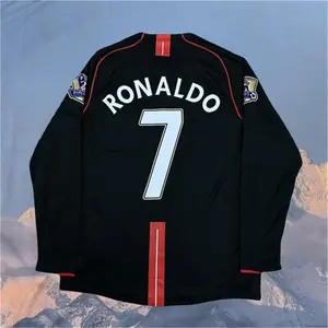 2007 2008 Away Retro Black CR7 Short Sleeved Soccer Jersey
