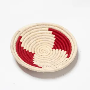 Handwoven Sabai Grass Red Wall Basket | Decorative Storage Basket coffee table