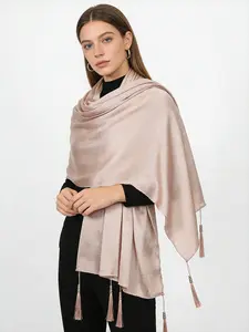 The new satin fringe long scarf with excellent drape, women's headscarf shawl, a fashionable item for spring and summer.