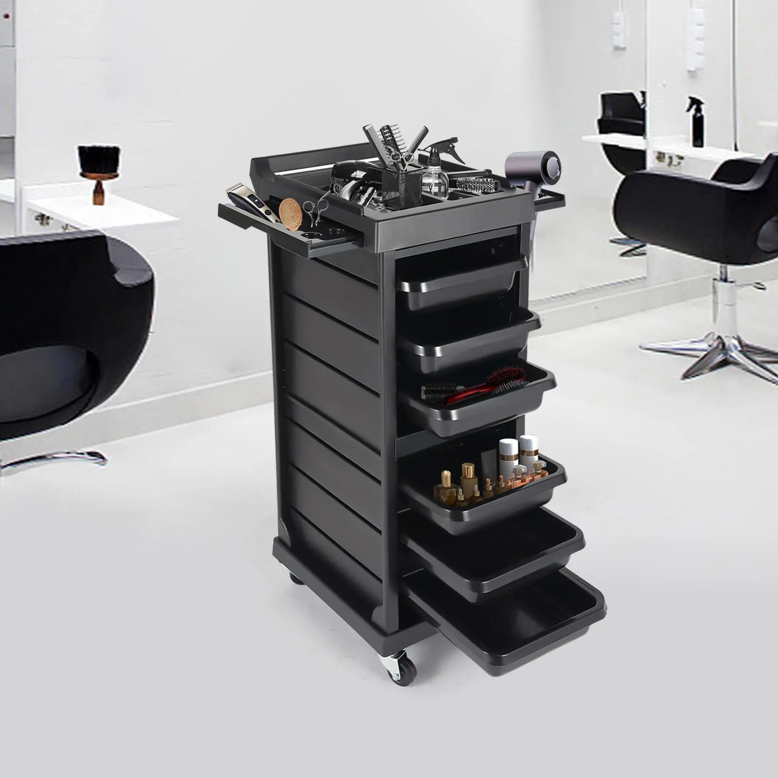 Large Freestanding Rolling Trolley Cart - Salon Styling Tool Organizer, Assembly-Required Kitchenware/Bar Wine Utensil Storage Furniture, Ideal for Professionals, Gifting Option
