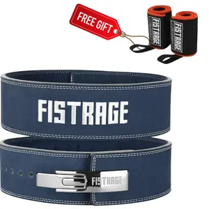 Powerlifting Weight Lifting Lever Buckle Leather Belt for Heavy Lifting, Strength Training & Powerlifting. Perfect for Gym Gear, Workout, Training, Muscle Gain, Squats, Deadlifts, Strength Goals, Bodybuilding, Crossfit, and Weightlifting.