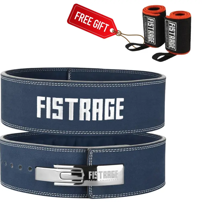 Powerlifting Weight Lifting Lever Buckle Leather Belt for Heavy Lifting, Strength Training & Powerlifting. Perfect for Gym Gear, Workout, Training, Muscle Gain, Squats, Deadlifts, Strength Goals, Bodybuilding, Crossfit, and Weightlifting.