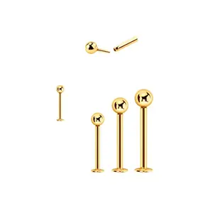 14 Karat Solid Gold Labret / Monroe Stud 16 Gauge Threadless 3 MM Ball