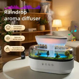 Same-day shipping！Novel Raindrop Landscape Humidifier Diffuser, Cool Mist Evaporative Humidifier with White Noise, 8-Color LED Night Light, Silent Spray Aroma Diffuser for Home Bedroom Office